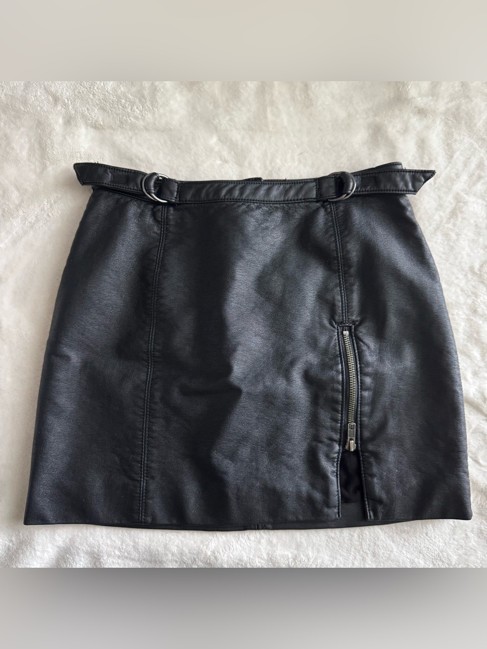 Free people Black faux leather mini skirt with adjustable straps